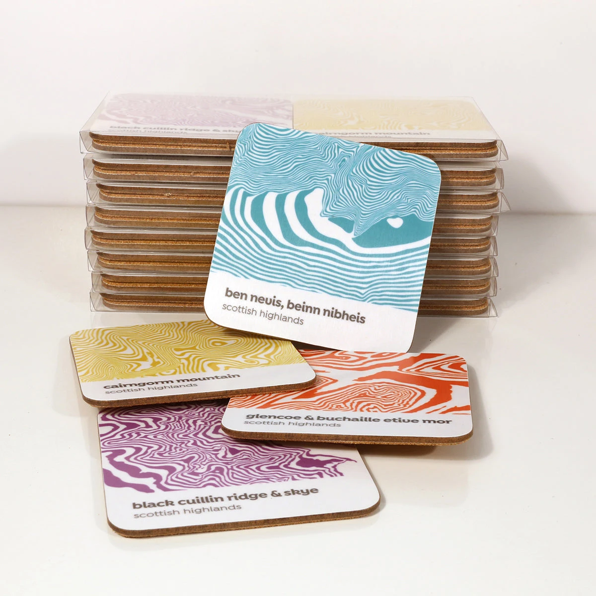 Scottish Highlands Contour Design – Coaster Set 01 2 Scottish Highlands Contour Design – Coaster Set 01 - Image 2