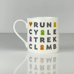 Fine Bone China Mugs - Set Of 3 - Swim, Cycle, Climb And Run -Kitchenware Store IMG 8979