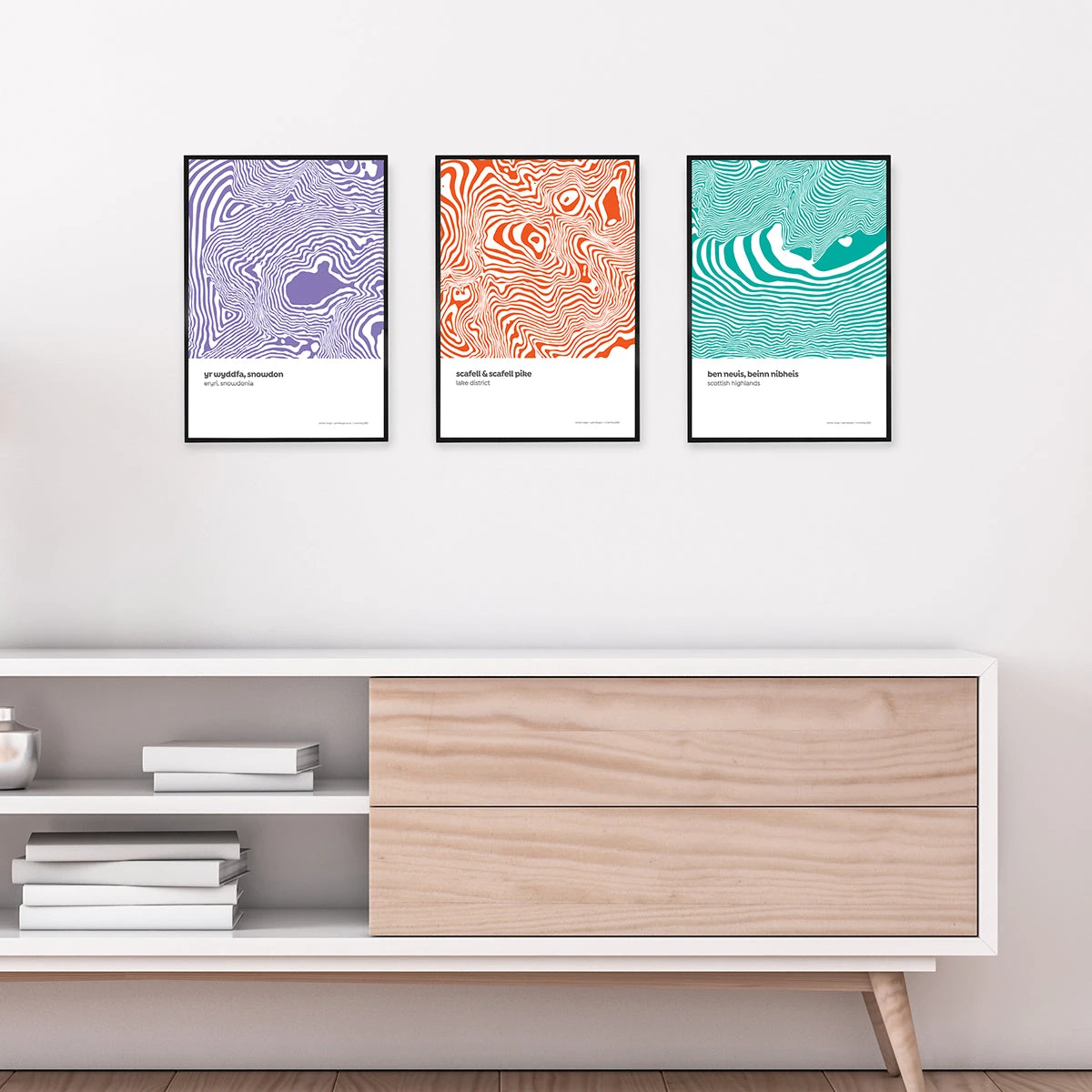 Three Peaks Of Britain - Set Of 3 A3 Prints - Contour Range Prints 2 Three Peaks Of Britain - Set Of 3 A3 Prints - Contour Range Prints - Image 2