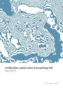 Ambleside, Rydal Water & Loughrigg Lake District Contour Print -Kitchenware Store PDCRLakesLoughrigg Amblesidesmall