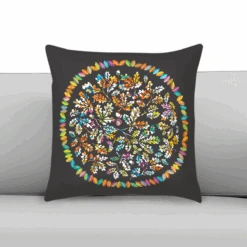Village Leaves And The Pattern Of Colourful Experiences - Cushion
