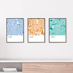 Three Peaks Of Yorkshire - Set Of 3 A3 Prints - Yorkshire Dales Contour Prints