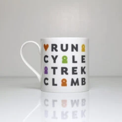 Fine Bone China Mug - Run Cycle Trek Climb - Always Moving