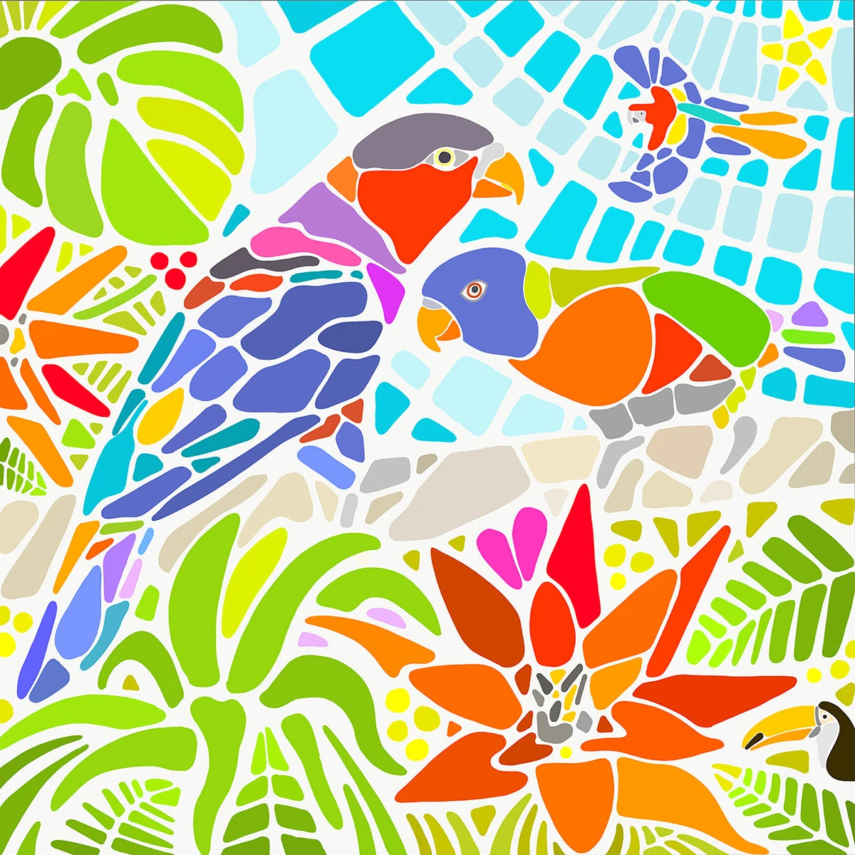 Parrots - Where Good Conversation Turns To Love - Fine Art Print 3 Parrots - Where Good Conversation Turns To Love - Fine Art Print - Image 3